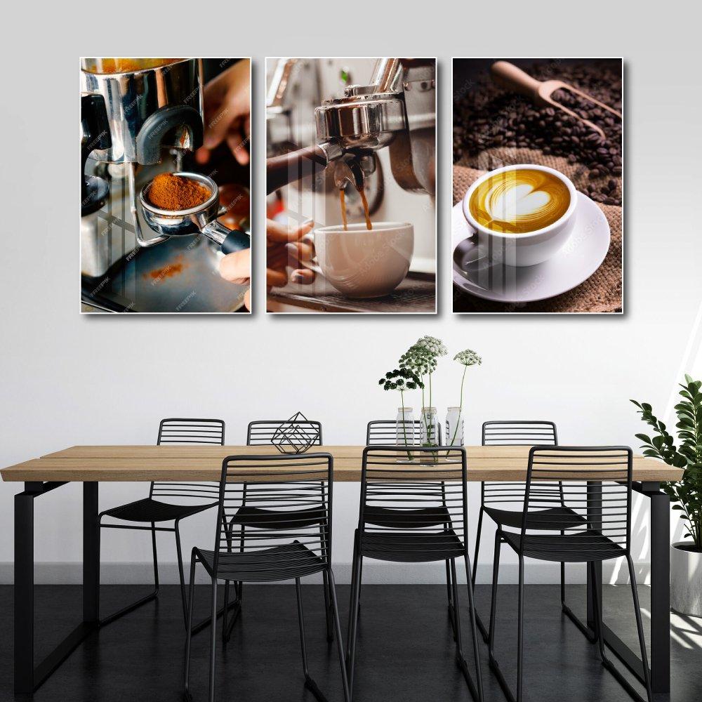 Tranh Treo Tường Bộ 3 tấm Coffee Nghệ Thuật Mẫu 8