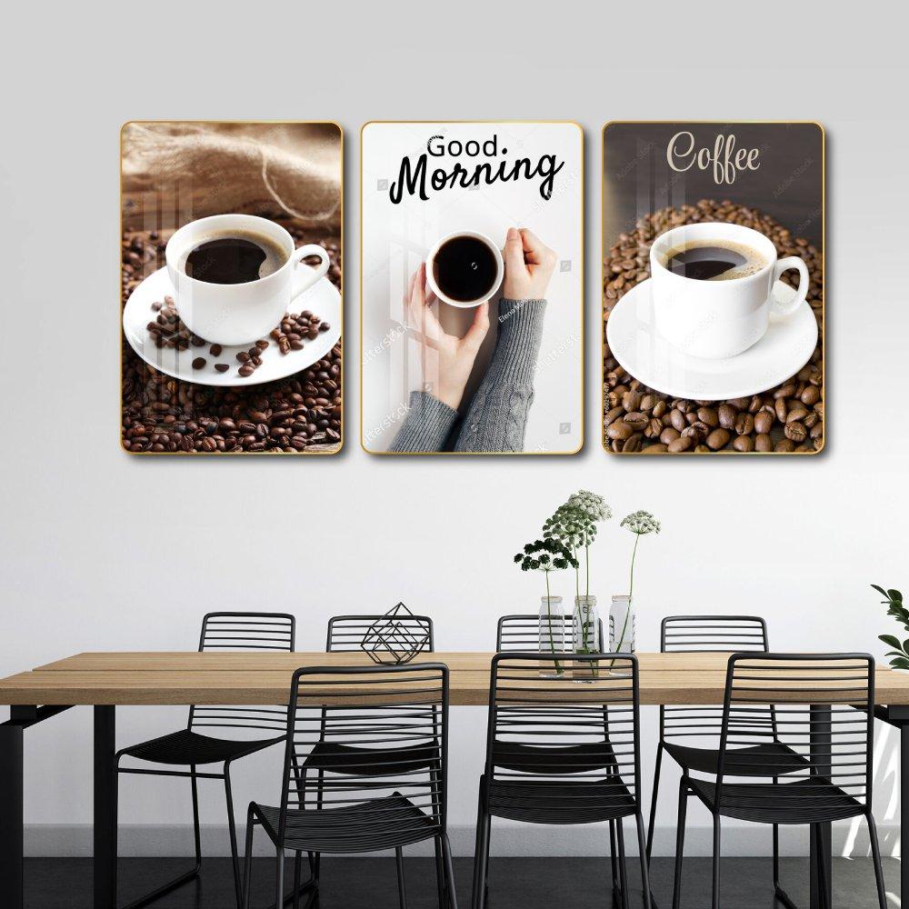 Tranh Treo Tường Bộ 3 tấm Coffee Nghệ Thuật Mẫu 20