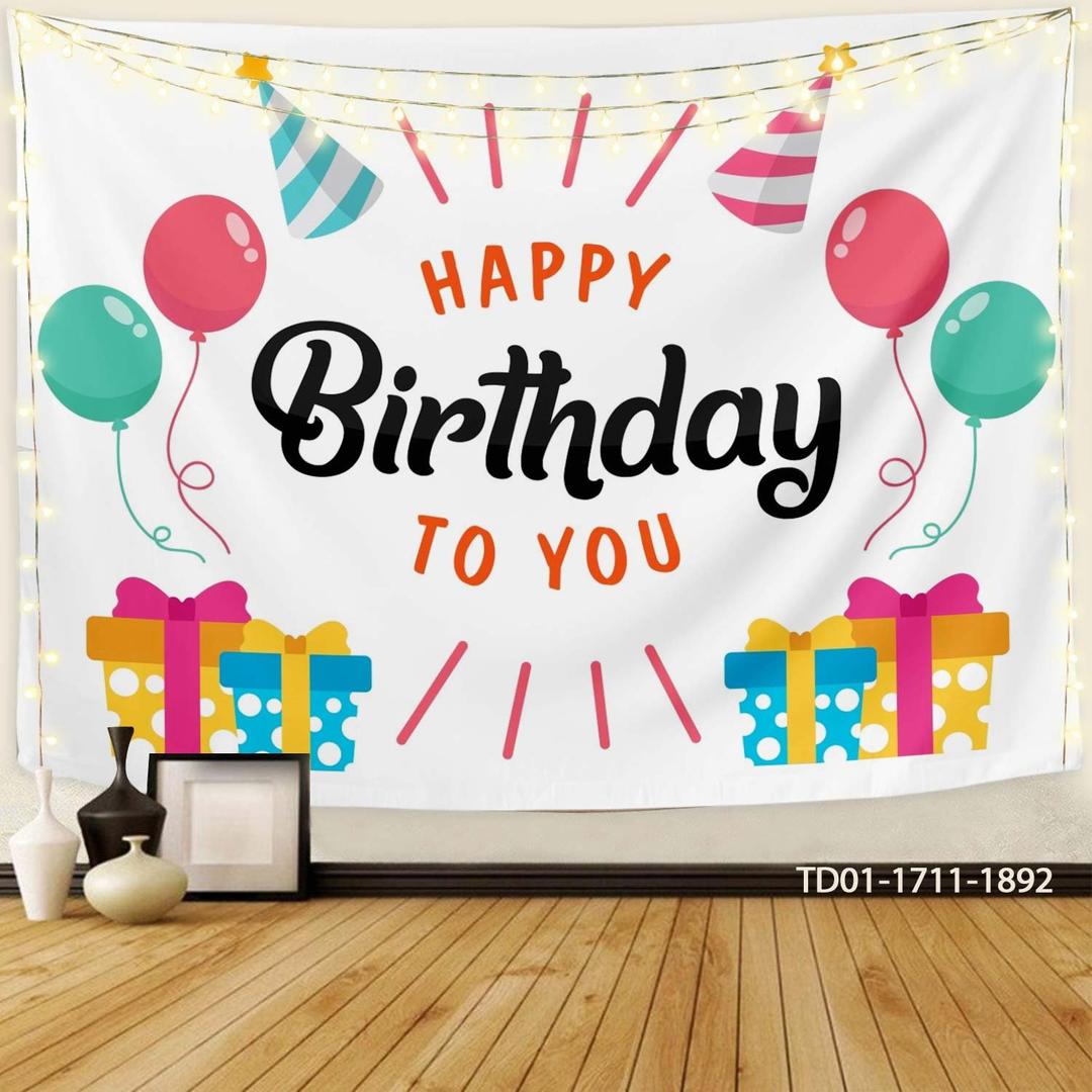 Tranh vải treo tường Happy Birthday trang trí sinh nhật 001