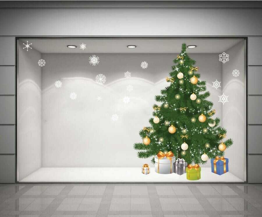 Decal dán tường Cây thông Noel xanh 03