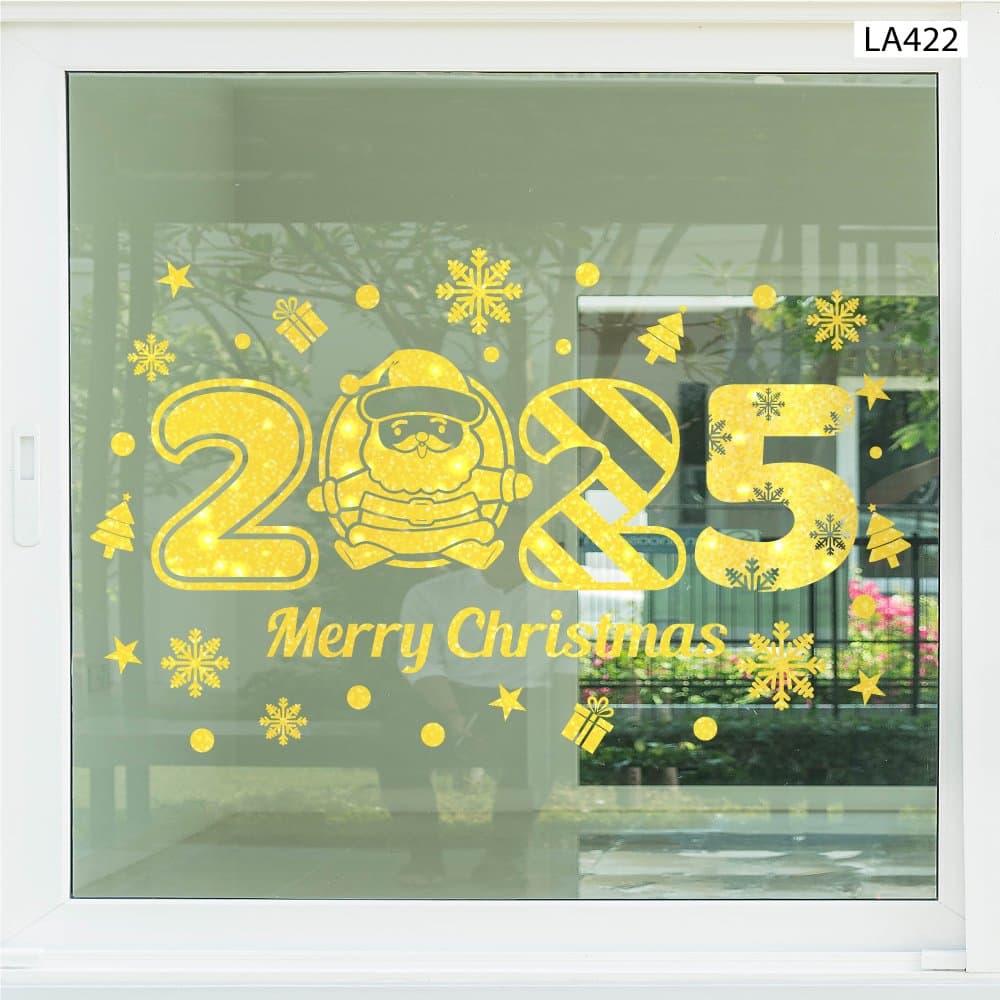 Decal dán tường giáng sinh mừng năm mới 2025 Mery Christmas