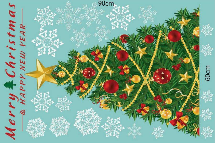Decal dán tường combo ông già noel và cây thông xanh 5