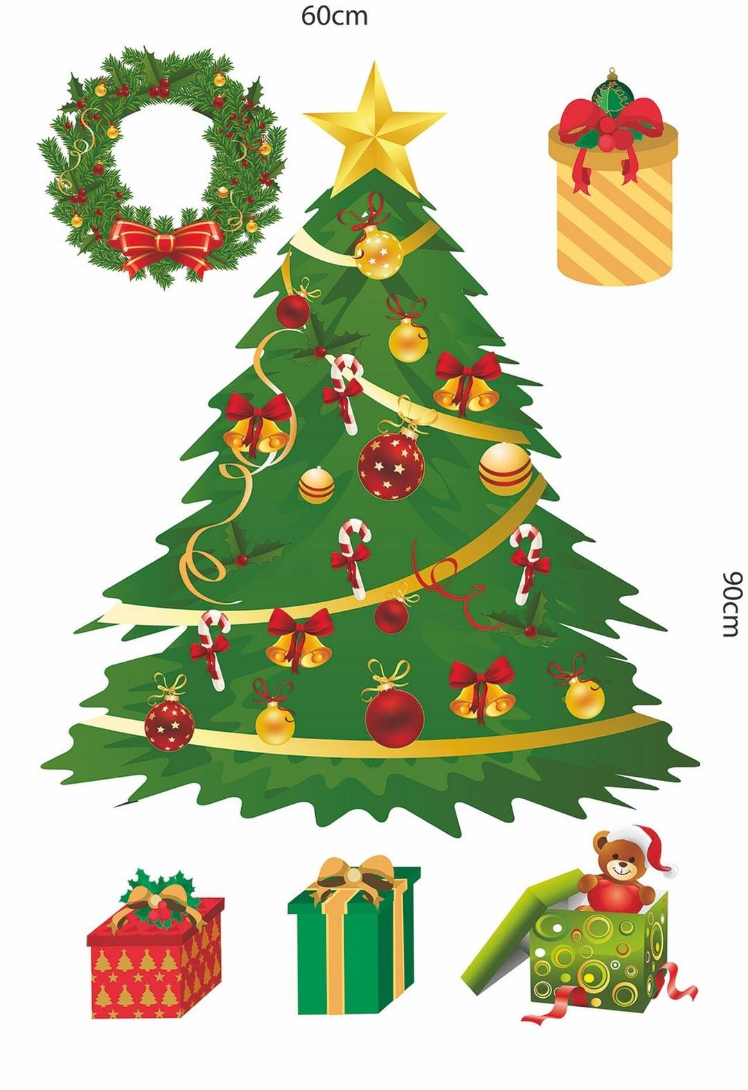 Decal dán tường combo cây thông noel và người tuyết