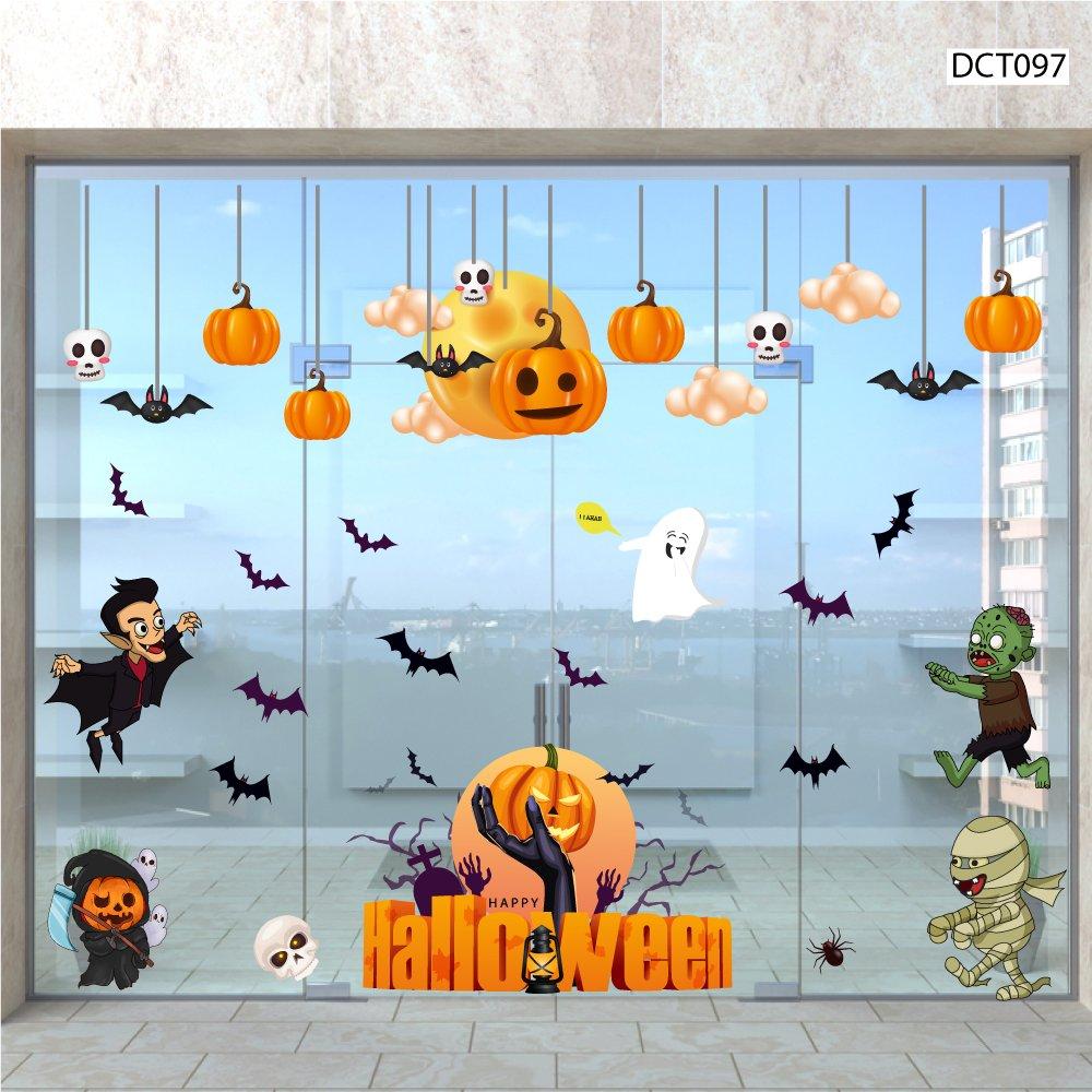 Combo Decal Trang Trí Halloween Bá Tước Dracula Và Xác Sống Hài Hước