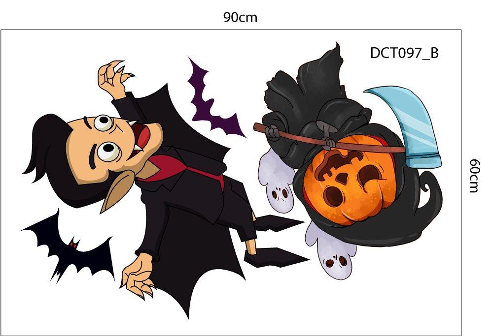 Combo Decal Trang Trí Halloween Bá Tước Dracula Và Xác Sống Hài Hước