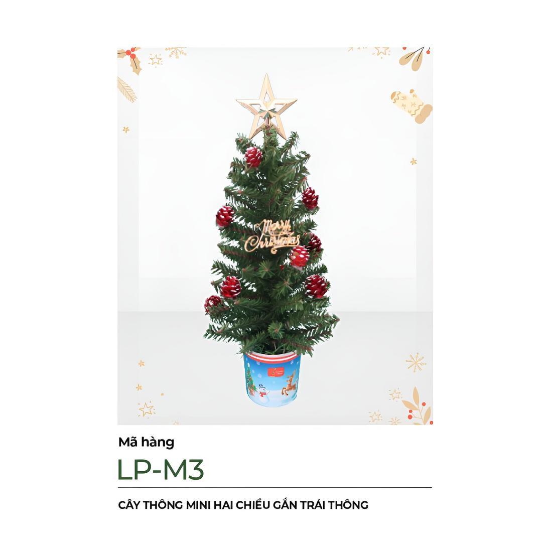 Cây thông noel nini hai chiều gắn trái thông