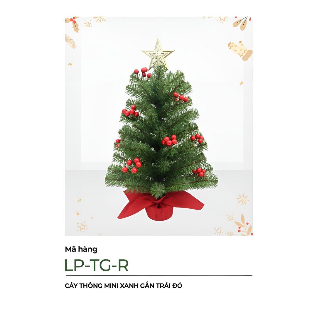Cây Thông Noel Mini Xanh Gắn Trái Đỏ