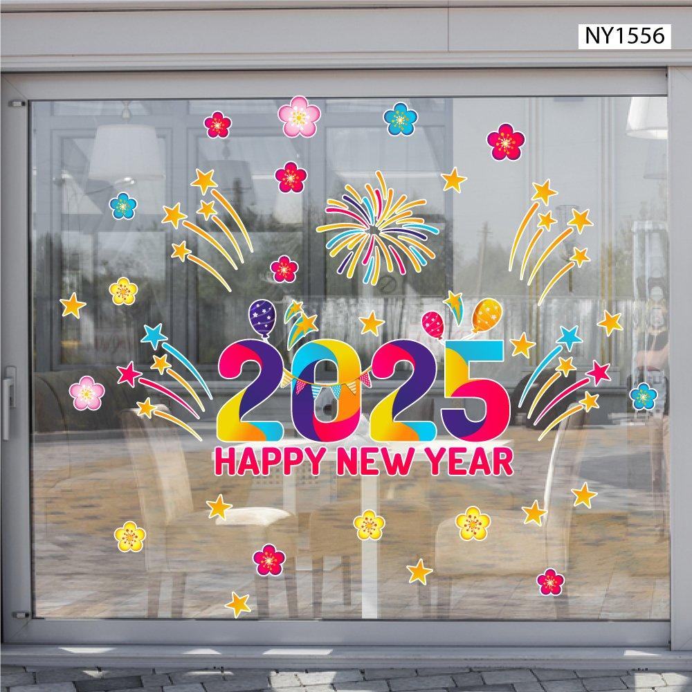 Decal trang trí tết happy new year 2025 mẫu 5