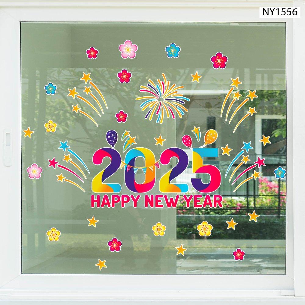 Decal trang trí tết happy new year 2025 mẫu 5