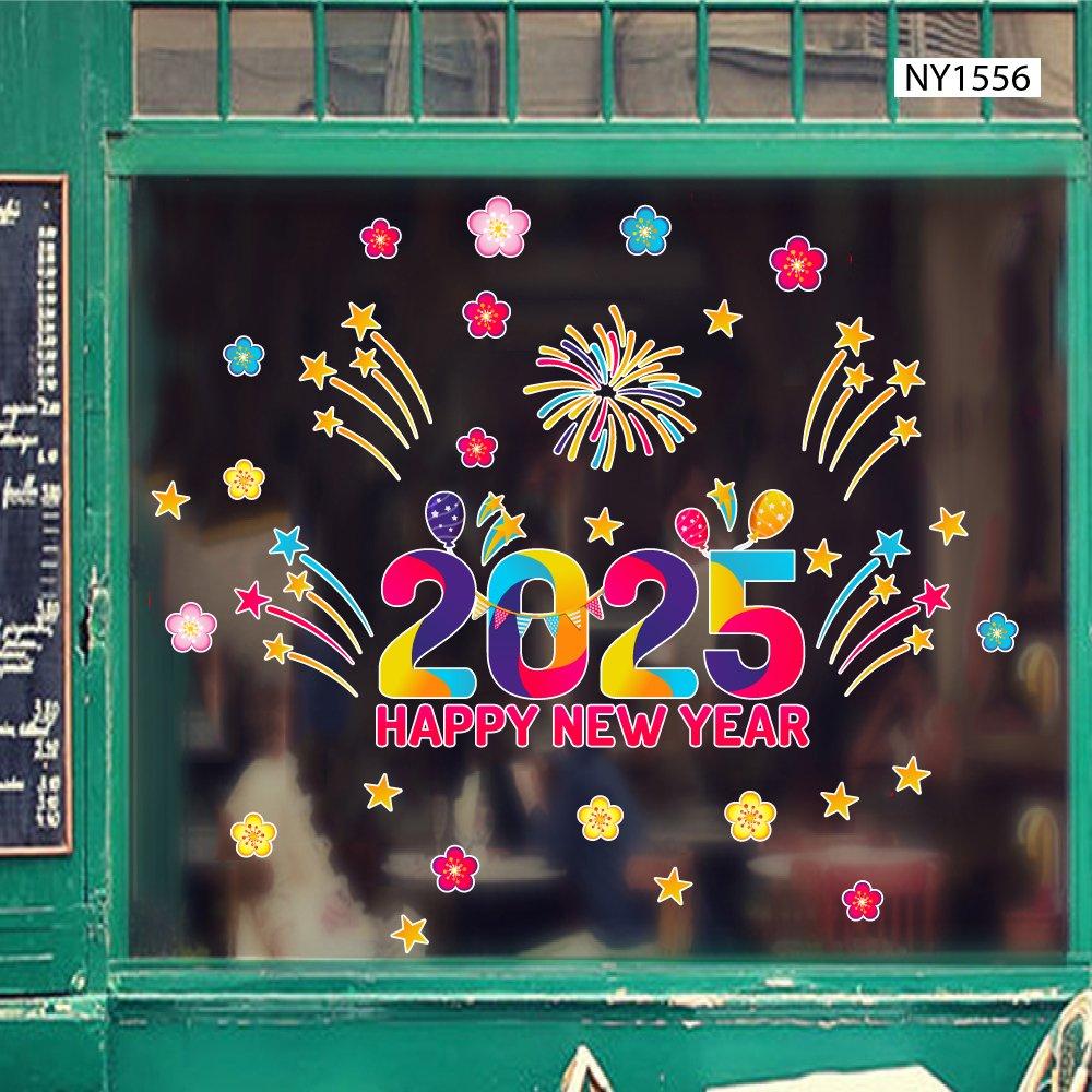 Decal trang trí tết happy new year 2025 mẫu 5