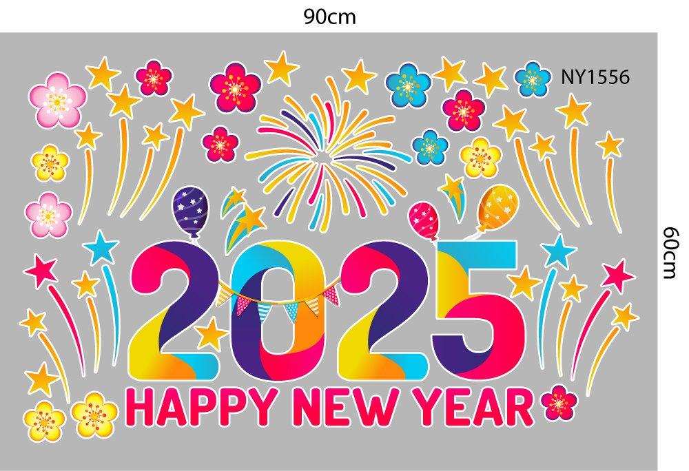 Decal trang trí tết happy new year 2025 mẫu 5