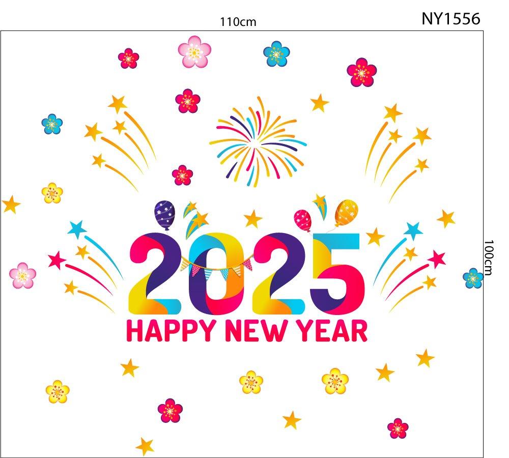 Decal trang trí tết happy new year 2025 mẫu 5