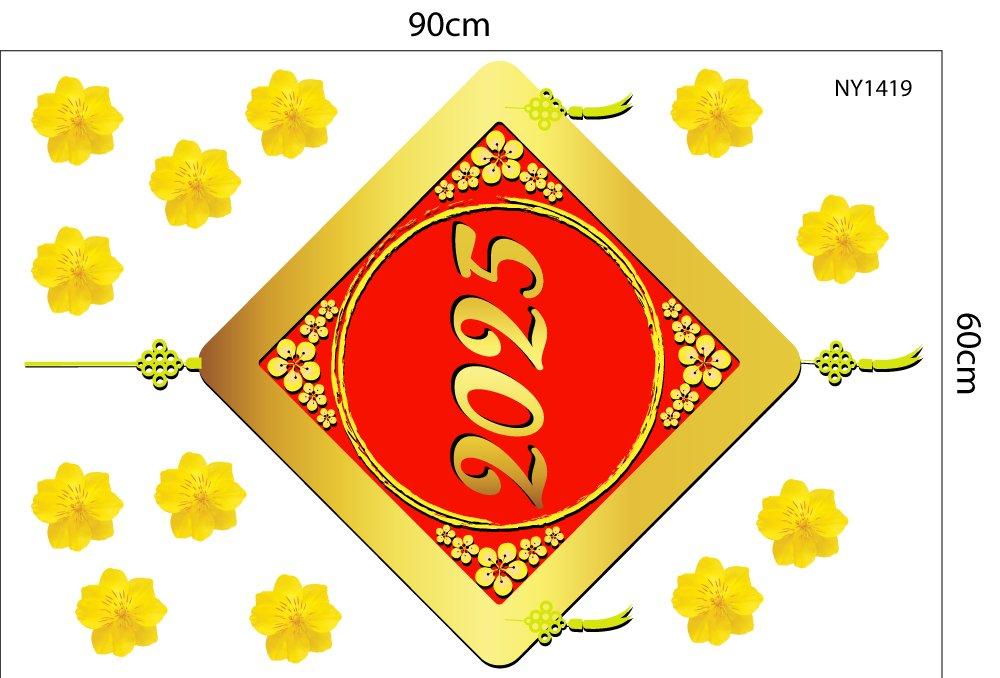 Decal trang trí tết mừng năm mới 2025