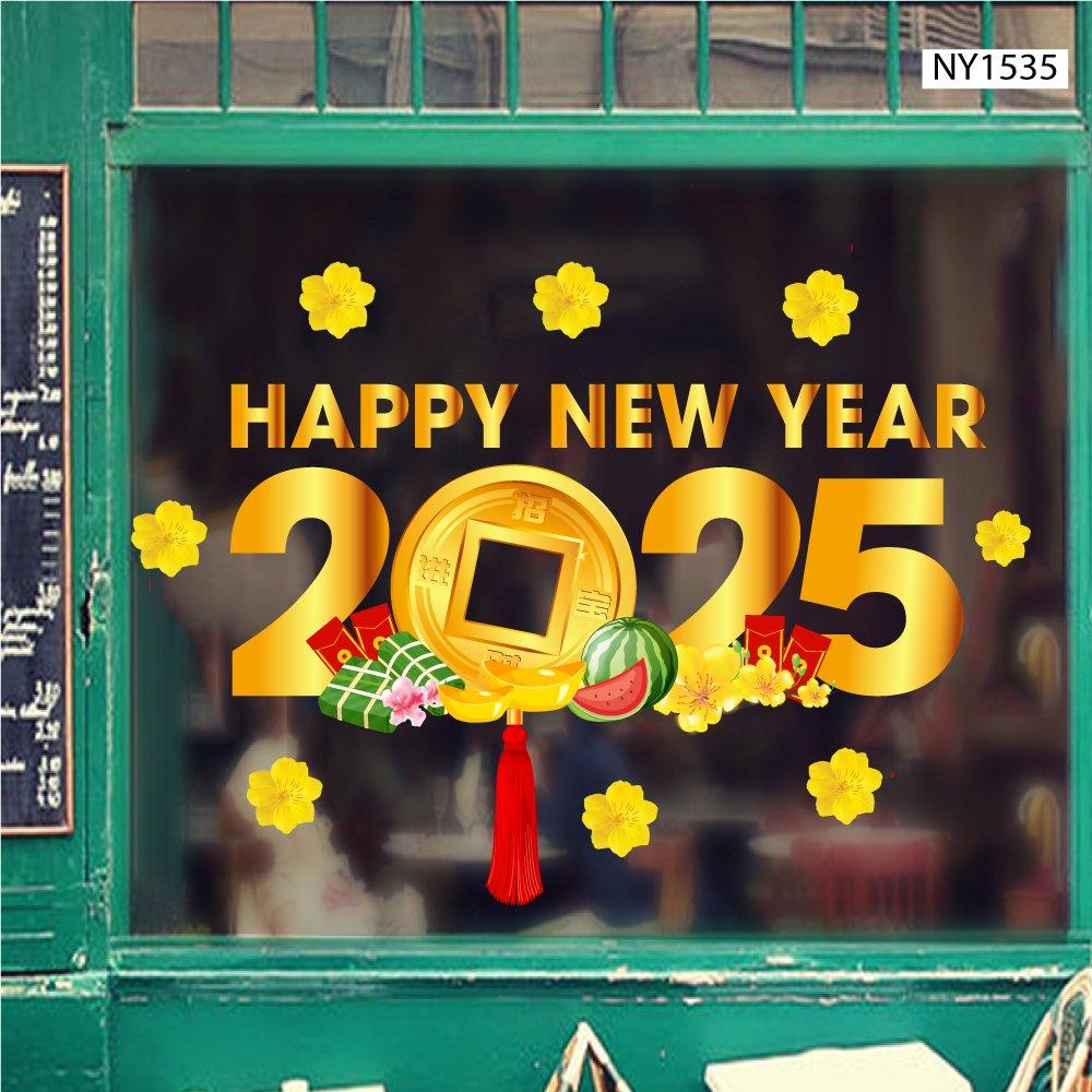 Decal Trang Trí Tết Happy New Year 2025 Mẫu 6