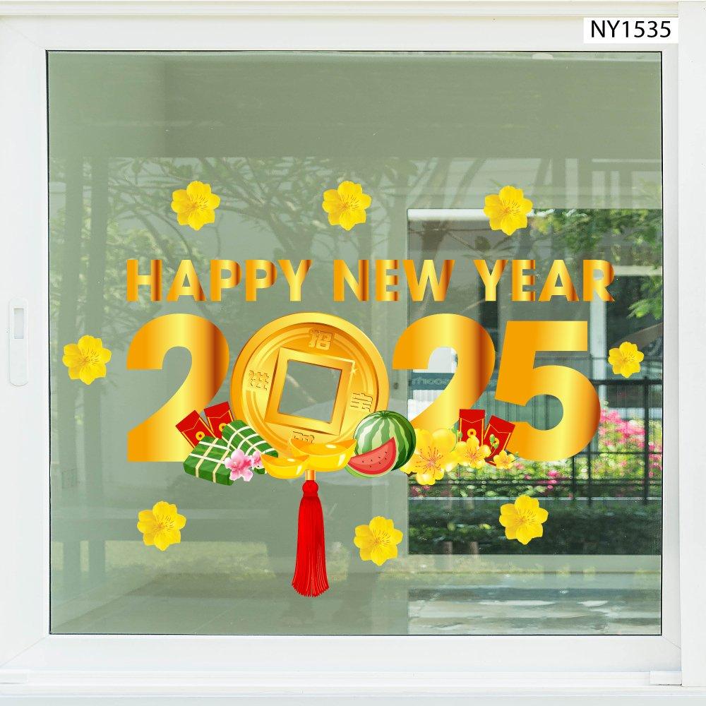 Decal Trang Trí Tết Happy New Year 2025 Mẫu 6
