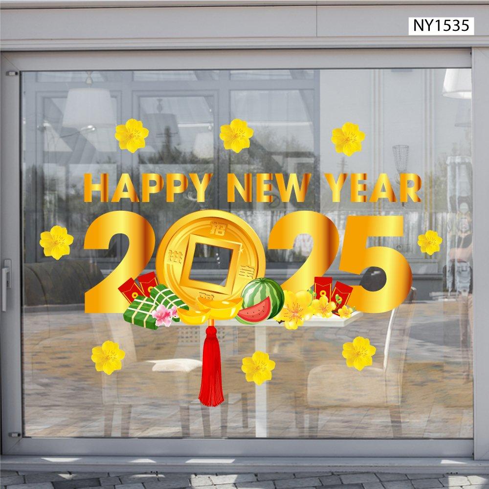 Decal Trang Trí Tết Happy New Year 2025 Mẫu 6