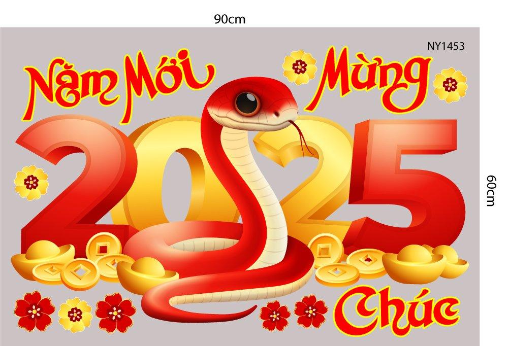 Decal trang trí tết dây treo tài lộc và đồng tiền may mắn 2025