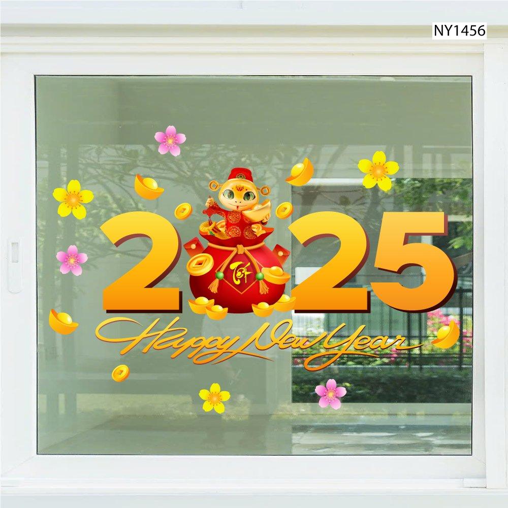 Decal trang trí tết Ất Tỵ Túi Tiền Tài Lộc 2025