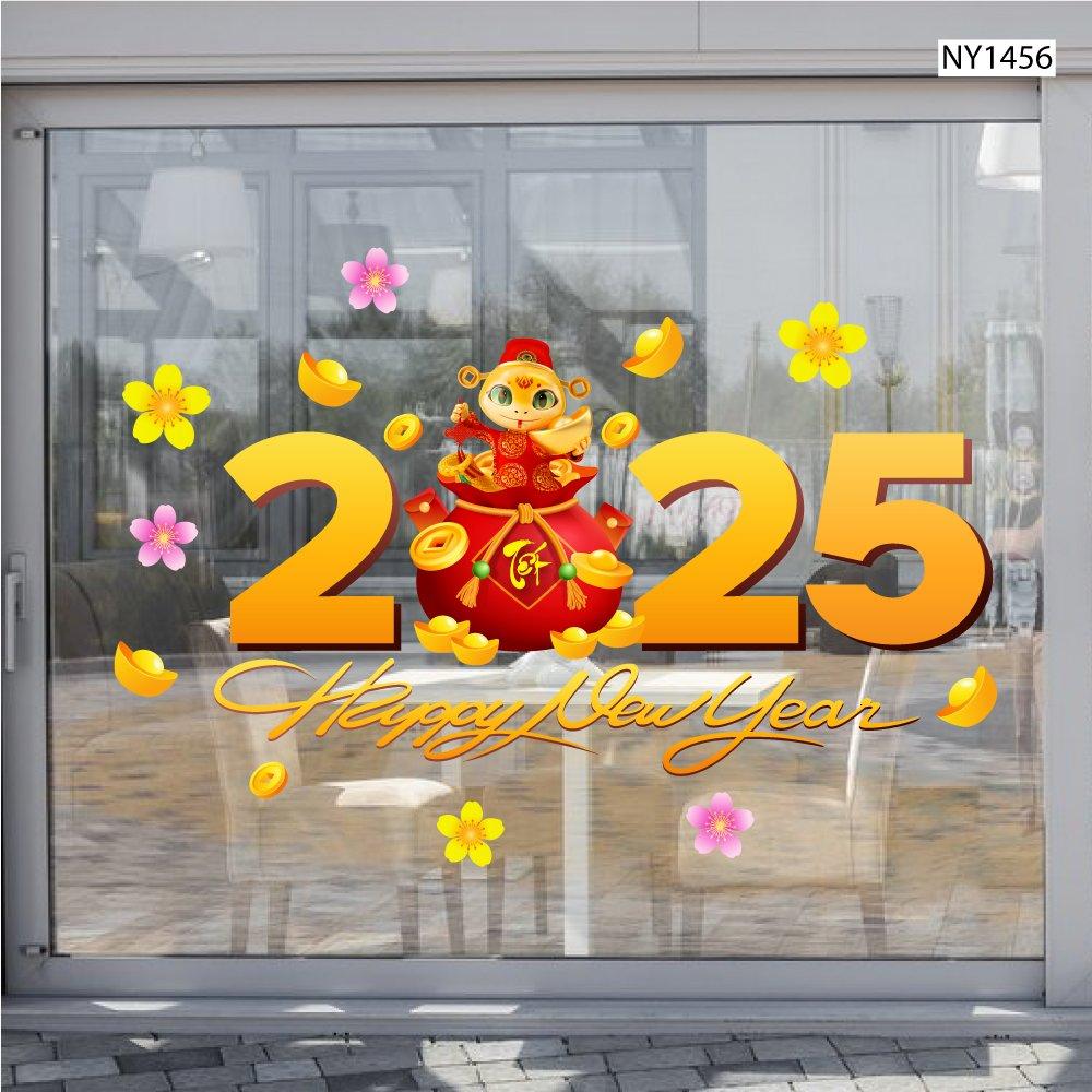 Decal trang trí tết Ất Tỵ Túi Tiền Tài Lộc 2025
