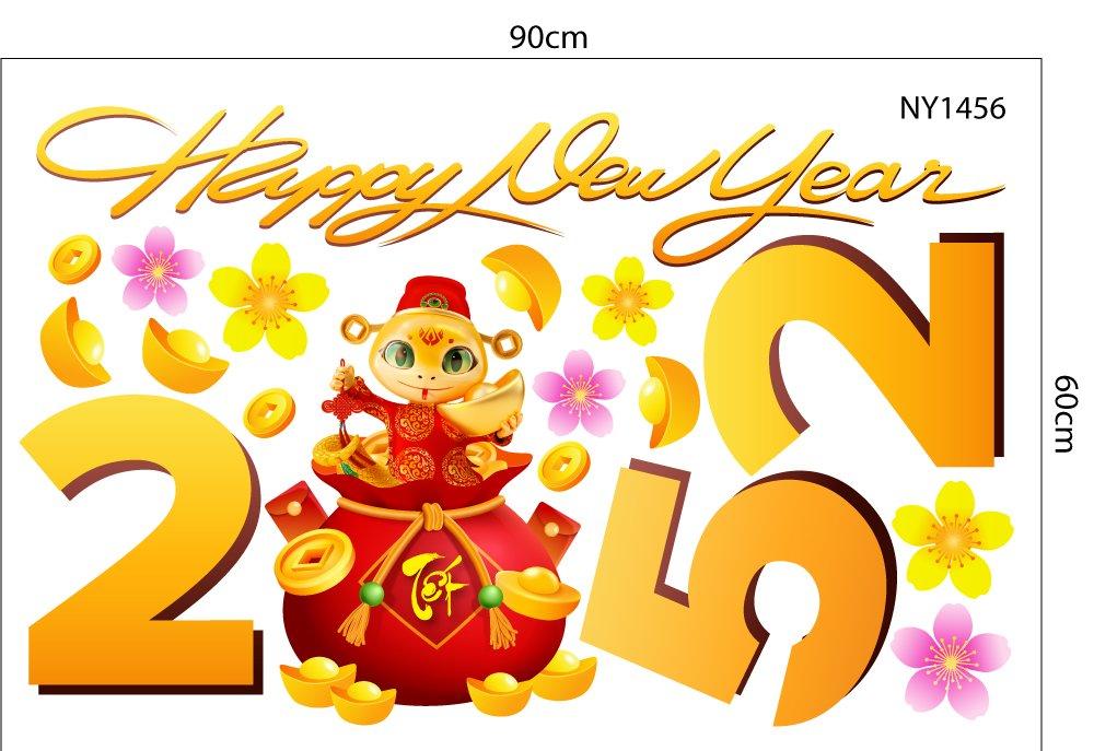 Decal trang trí tết Ất Tỵ Túi Tiền Tài Lộc 2025