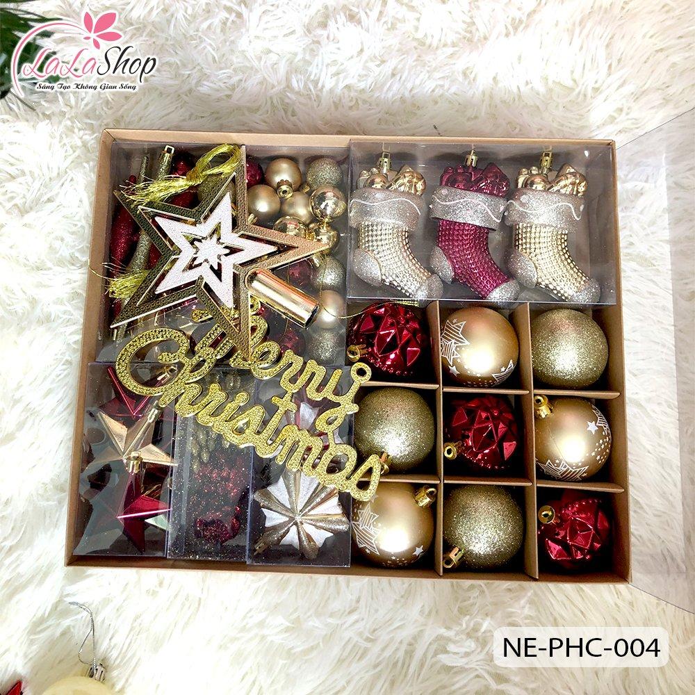 Đồ trang trí noel hộp quả châu ngôi sao nhiều họa tiết