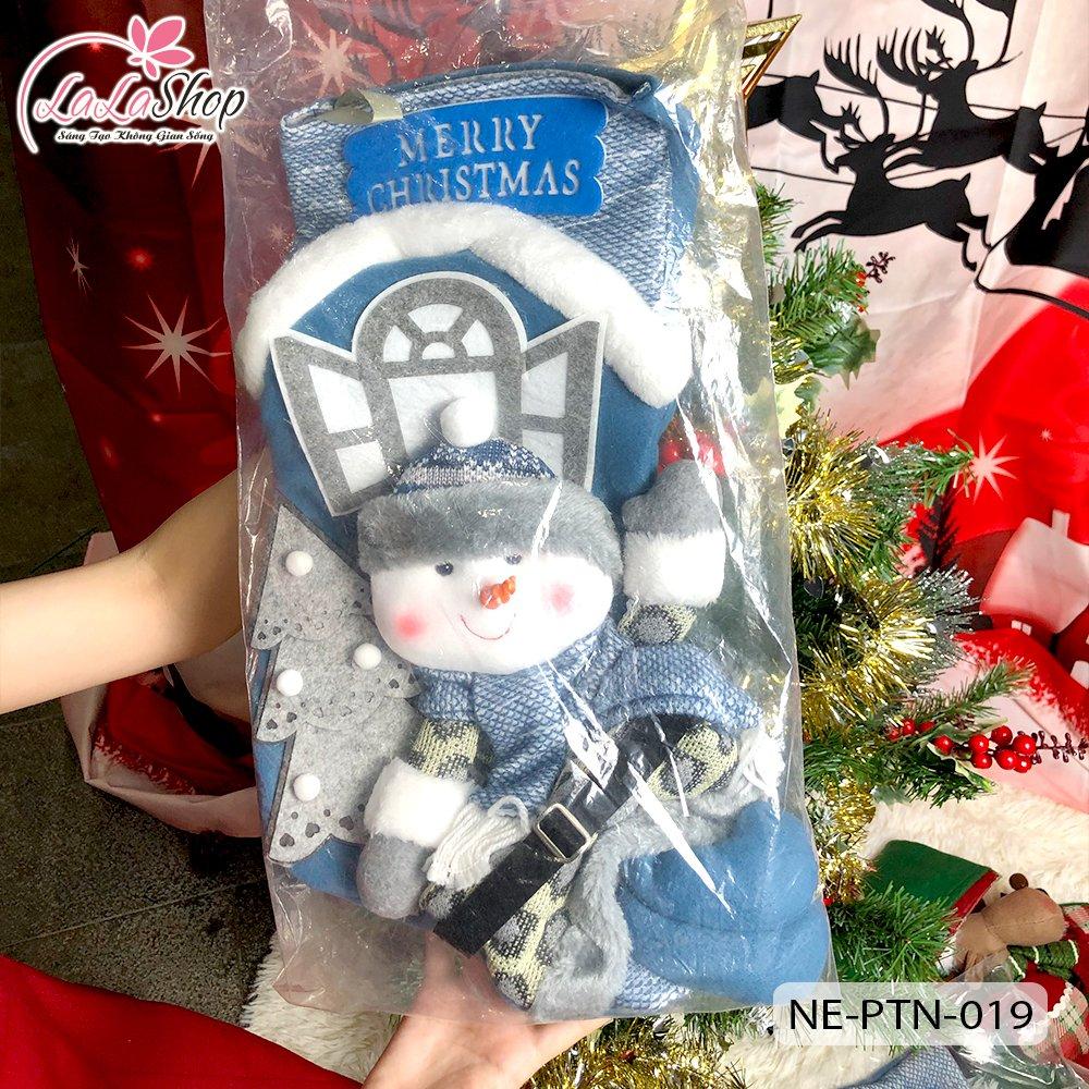 Đồ Trang Trí Noel Tất Treo Họa Tiết Người Tuyết Và Ông Già Noel