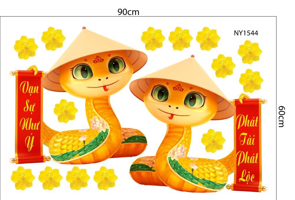 Combo Decal Trang Trí Tết Mèo Thần Tài Và Lân 2025