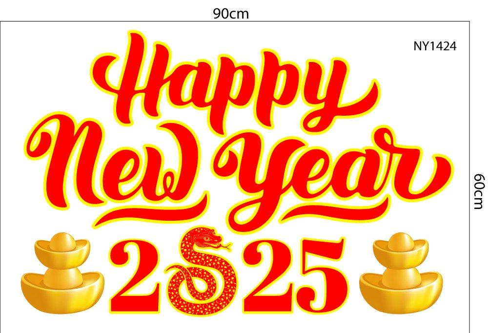 Combo Decal Trang Trí Tết Mèo Thần Tài Và Lân 2025