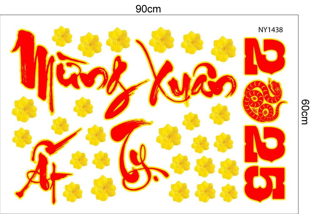 Combo Decal Trang Trí Tết Mừng Xuân Ất Tỵ 2025 Tấn Tài Tấn Lộc Vạn Sự Như Ý
