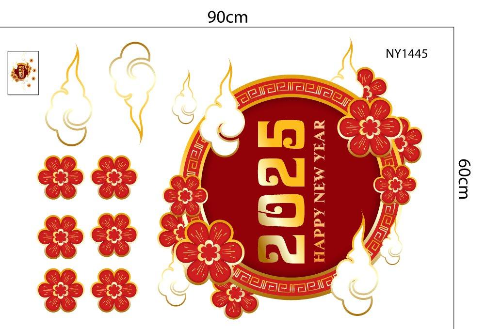 Combo Decal Trang Trí Tết Ất Ty 2025 Tài Lộc Thịnh Vượng