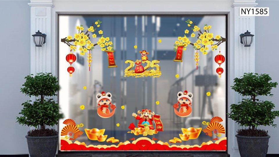 Combo Decal Trang Trí Cửa Kính Ngày Tết Ất Tỵ 2025 Phúc Lộc Thọ