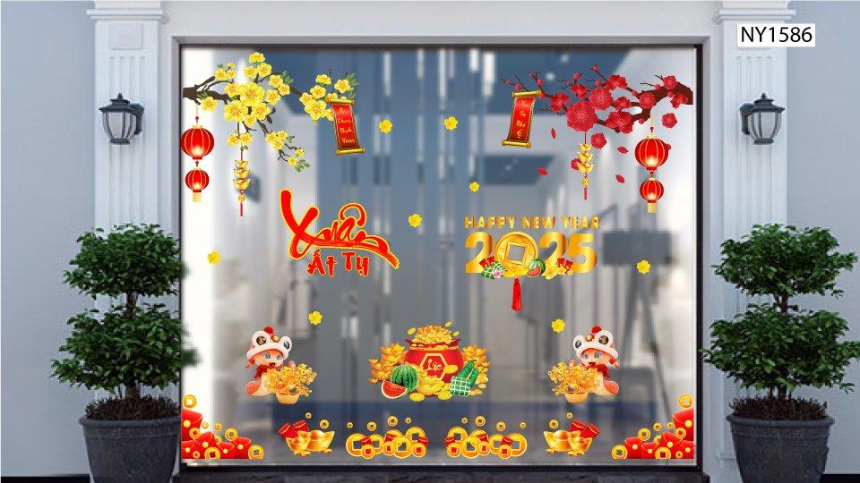 Combo Decal Trang Trí Tết Vui Đón Xuân Ất Tỵ An Khang Thịnh Vượng 2025