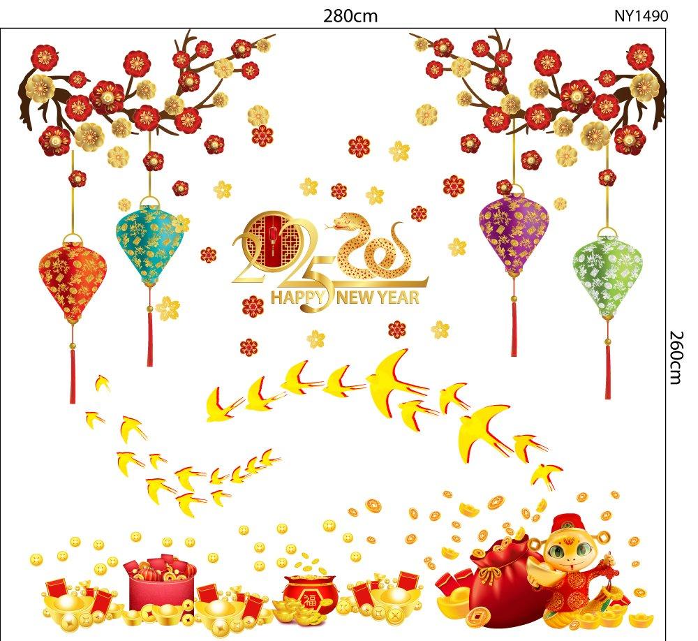 Combo Decal Trang Trí Tết Én Vàng Đón Xuân Ất Tỵ 2025