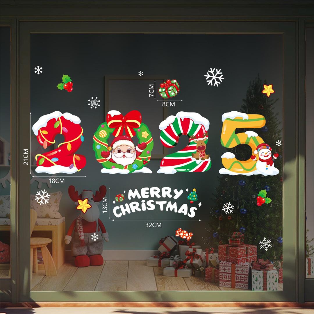 Decal tĩnh điện 2 mặt trang trí noel 2025 Merry Christmas