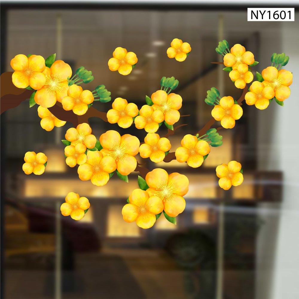Decal Trang Trí Tết Hoa Mai Vàng