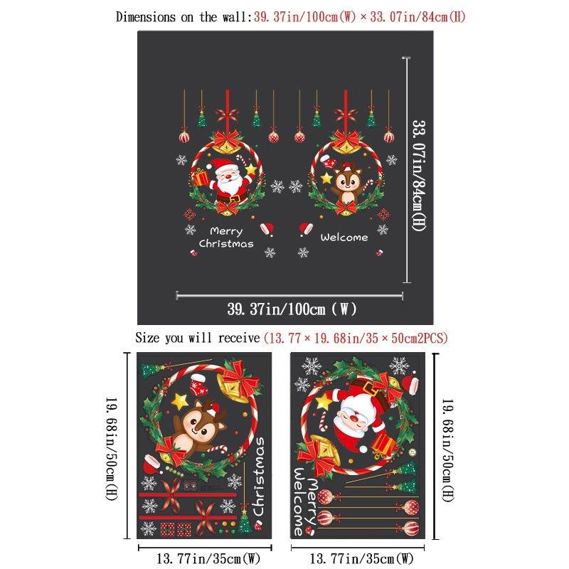 Decal tĩnh điện 2 mặt trang trí noel Ông già Noel và Tuần Lộc