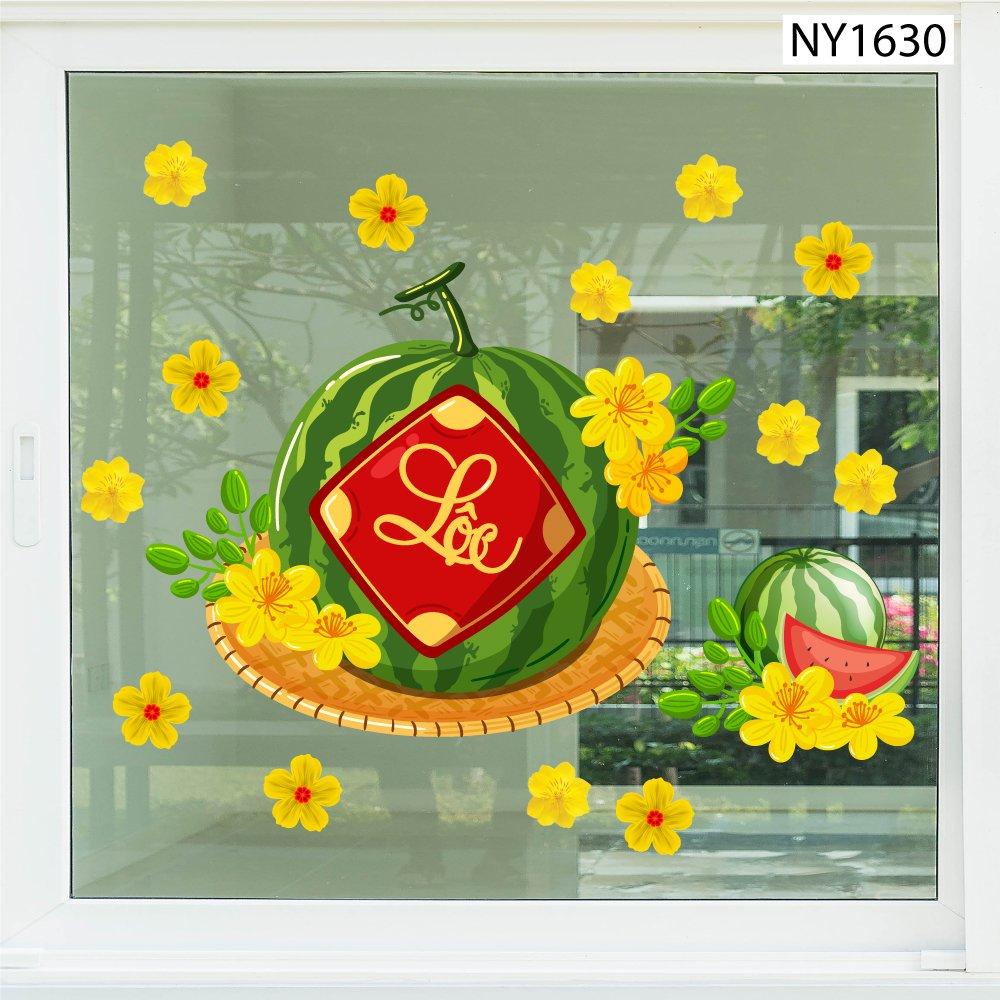 Decal Trang Trí Tết dưa hấu đỏ lộc