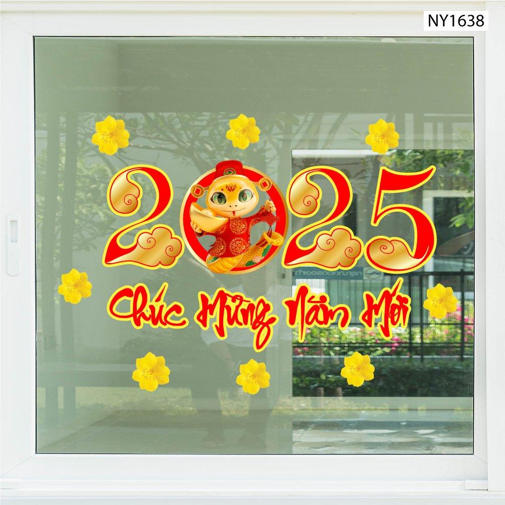 Decal Trang Trí Tết Chúc Mừng Năm Mới 2025