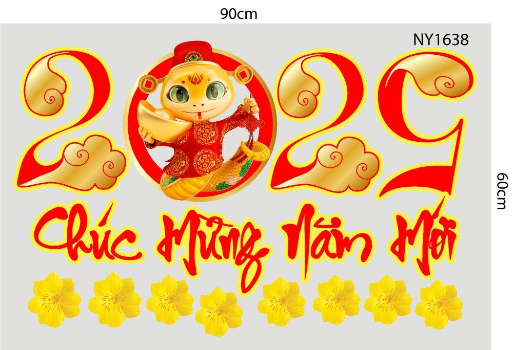 Decal Trang Trí Tết Chúc Mừng Năm Mới 2025