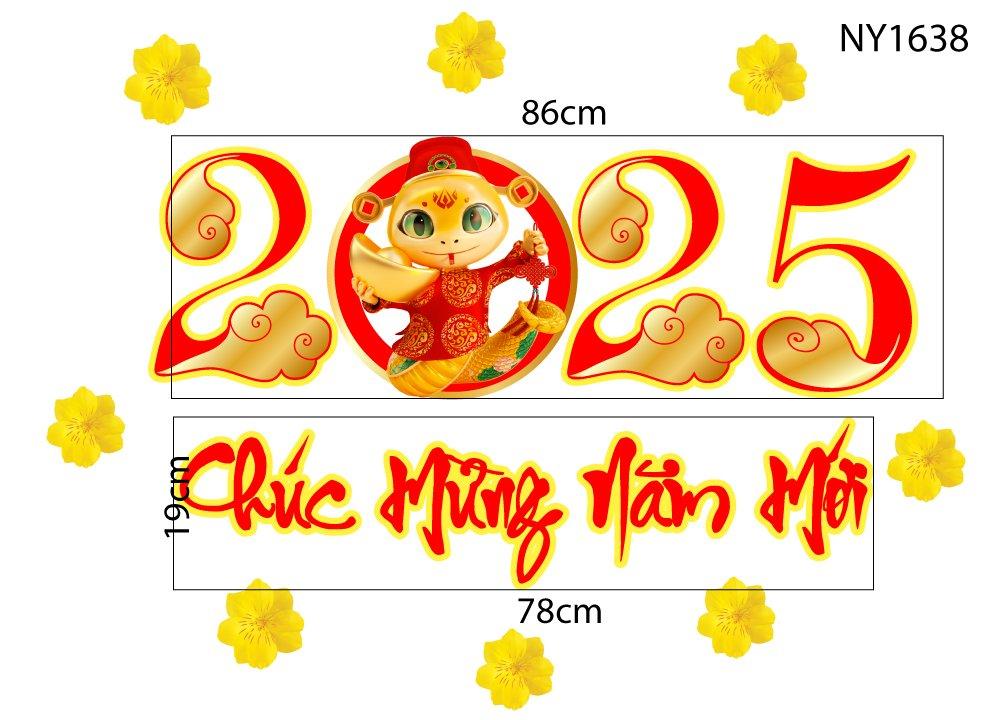 Decal Trang Trí Tết Chúc Mừng Năm Mới 2025