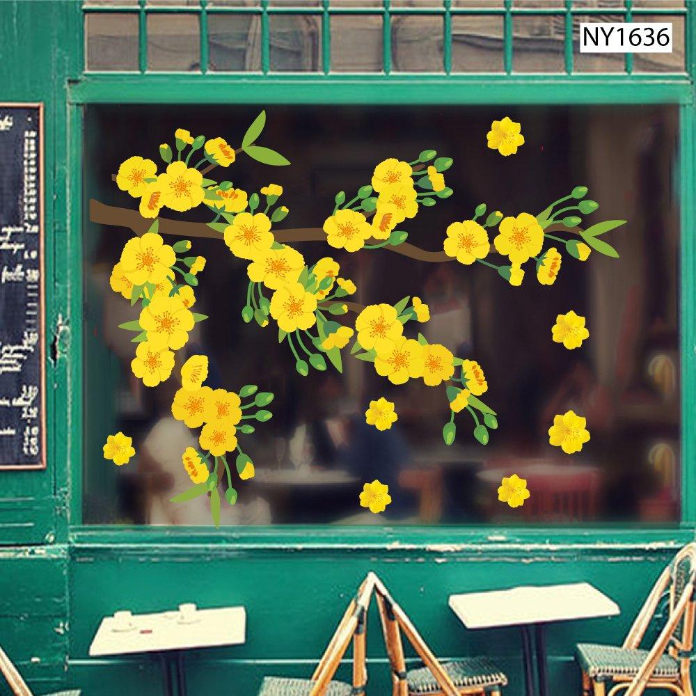 Decal Trang Trí Tết mai vàng đua nở sớm mai