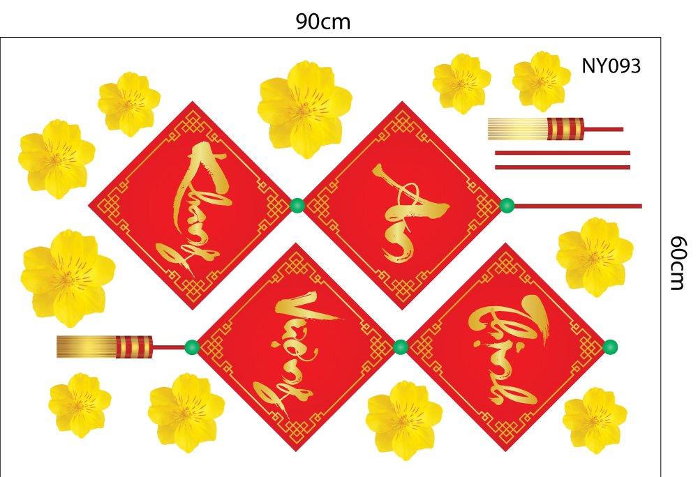 Combo Decal Trang Trí Tết Ất Tỵ gia đình gói bánh mừng Xuân