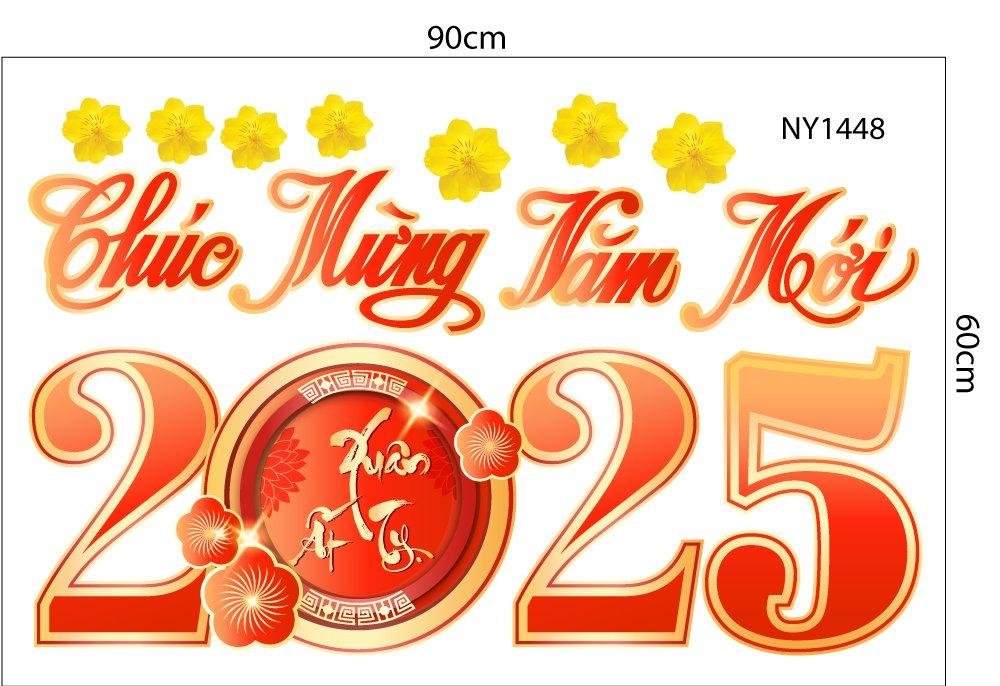 Combo Decal Trang Trí Tết Ất Tỵ Happy New Year Vạn Sự Như Ý