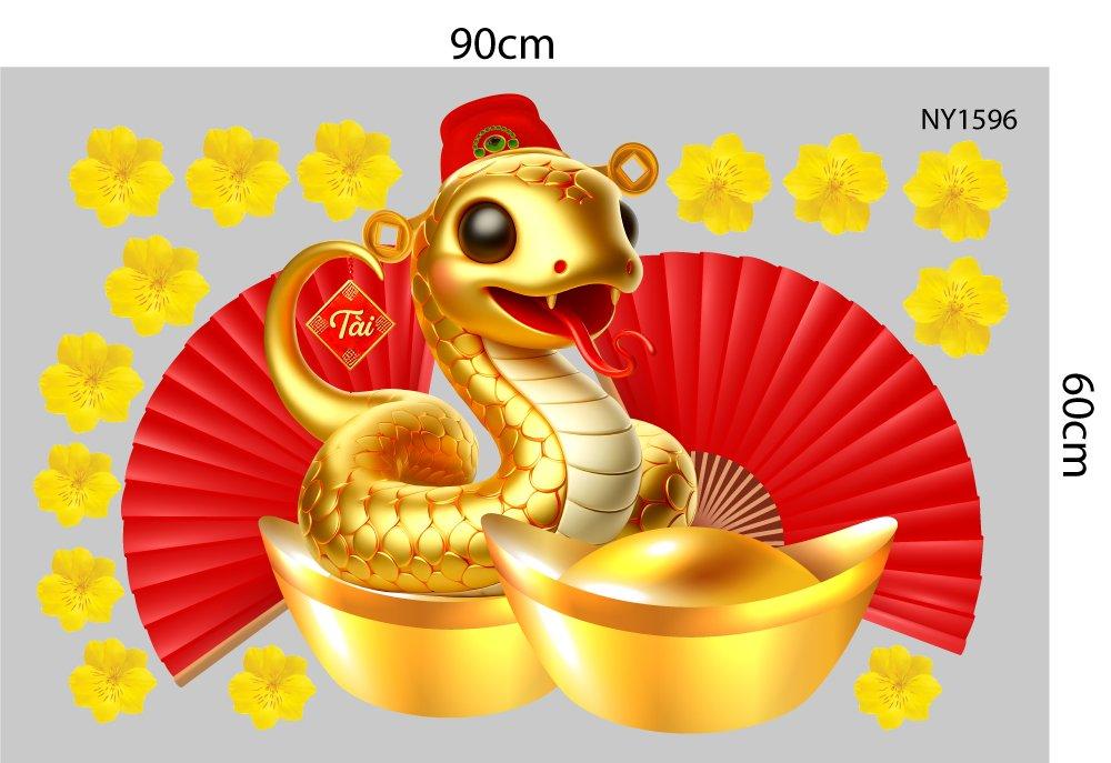 Combo Decal Trang Trí Tết Ất Tỵ Happy New Year Vạn Sự Như Ý