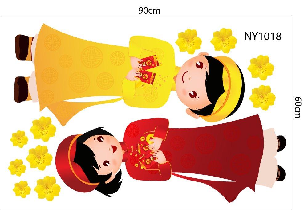 Combo Decal Trang Trí Tết Ất Tỵ em bé chúc Tết