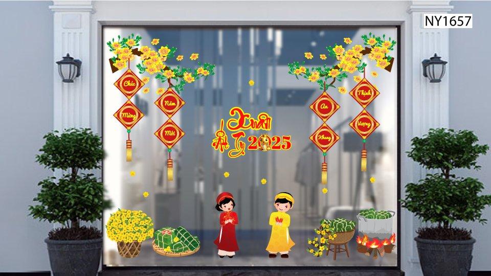 Combo Decal Trang Trí Tết Ất Tỵ em bé chúc Tết