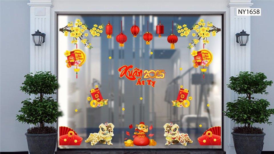 Combo Decal Trang Trí Tết Ất Tỵ Thần Tài mang lộc vào nhà