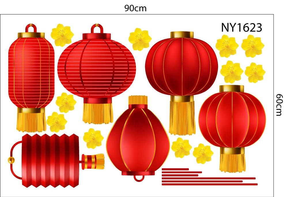 Combo Decal Trang Trí Tết Ất Tỵ Thần Tài mang lộc vào nhà