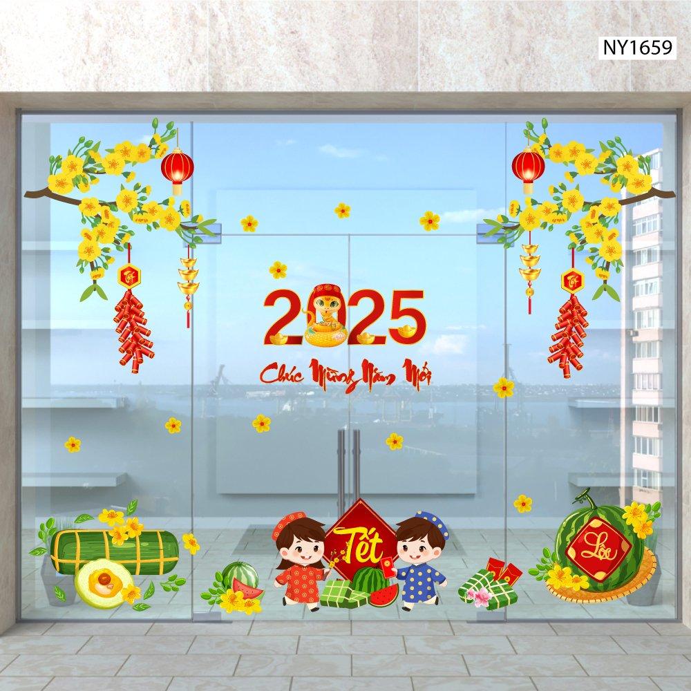 Combo Decal Trang Trí Tết Ất Tỵ bé đi chơi Xuân
