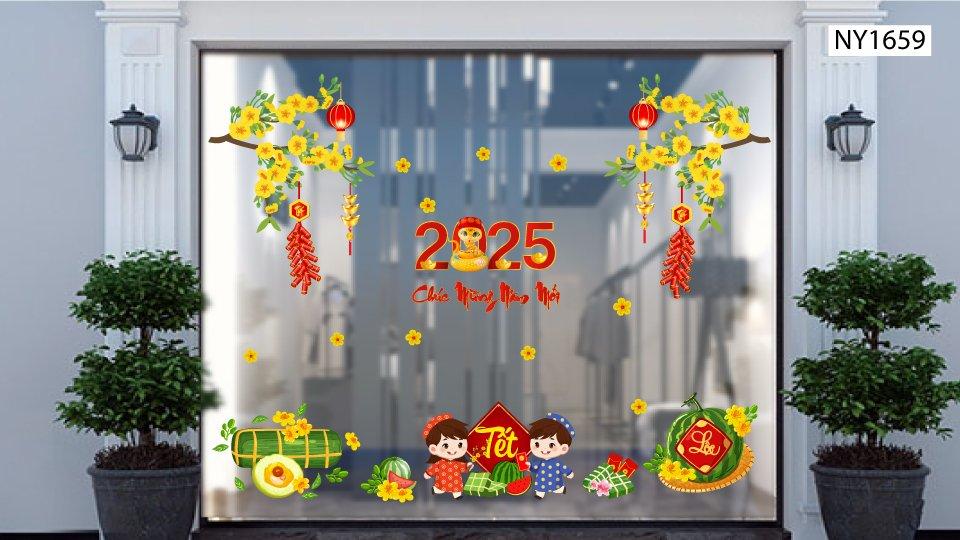 Combo Decal Trang Trí Tết Ất Tỵ bé đi chơi Xuân